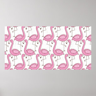Flamingo seamless pattern, vintage exotic design  poster