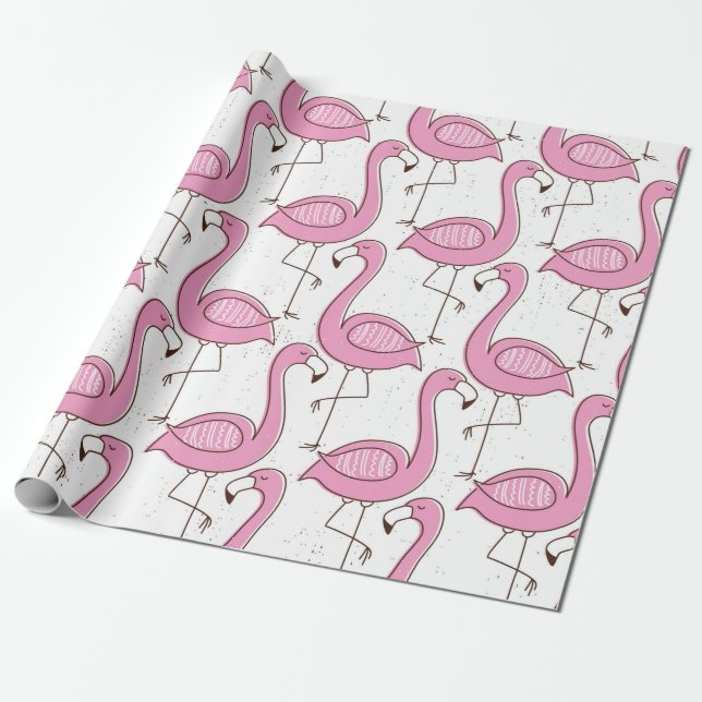Flamingo seamless pattern, vintage exotic design  wrapping paper (Unrolled)
