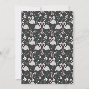Flamingo seamless pattern white on dark background card