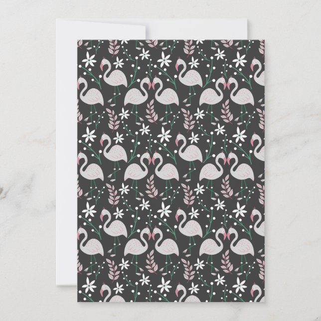 Flamingo seamless pattern white on dark background card (Front)