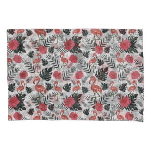 Flamingo seamless pattern with floral background pillowcase