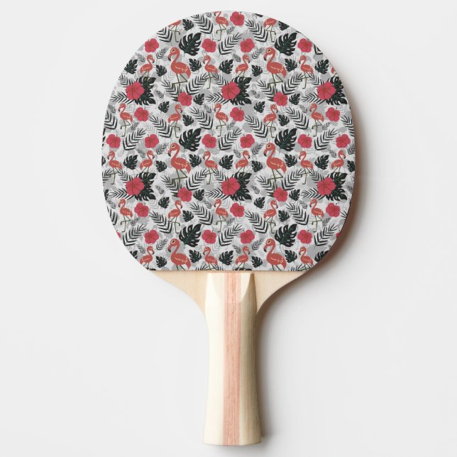 Flamingo seamless pattern with floral background ping pong paddle (Front)