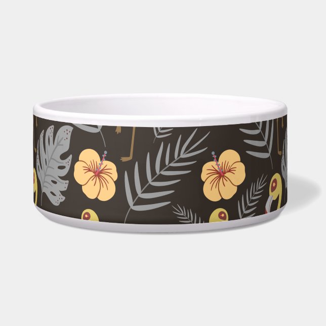Flamingo seamless pattern with flowers and leaves (Front)