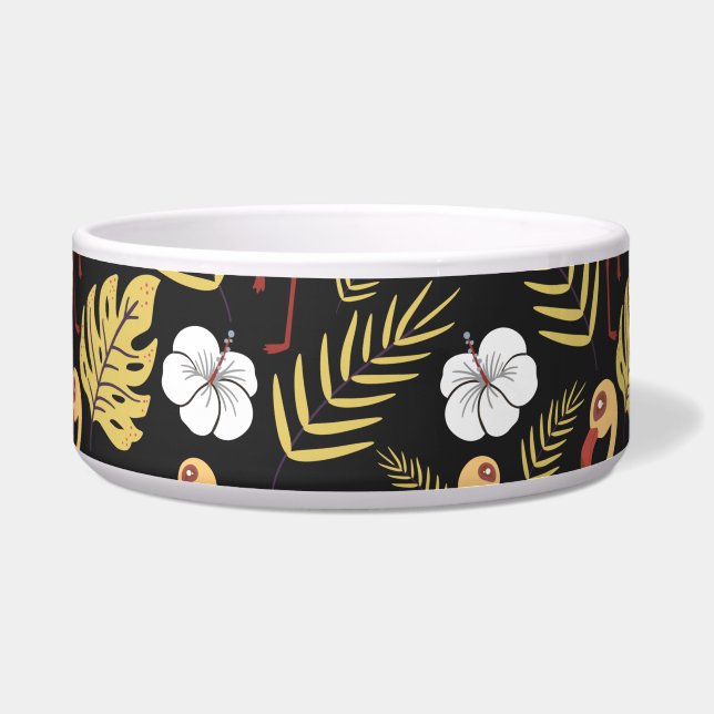 Flamingo seamless pattern yellow and white flowers (Front)