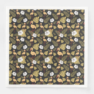 Flamingo seamless pattern yellow and white flowers napkin