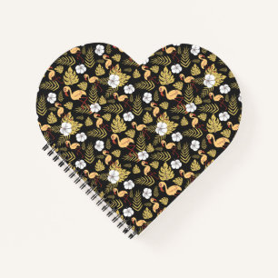Flamingo seamless pattern yellow and white flowers notebook