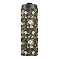 Flamingo seamless pattern yellow and white flowers