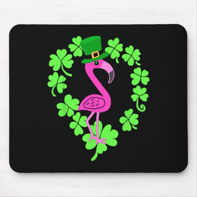 Flamingo Shamrock St Patricks Day Animal  Mouse Pad (Front)
