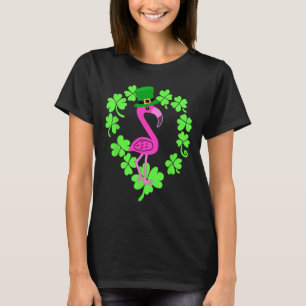 Flamingo Shamrock St Patricks Day Animal  T-Shirt