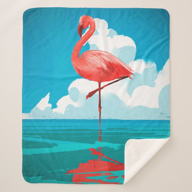 Flamingo Sherpa Blanket (Front)