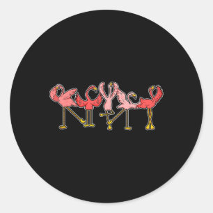 Flamingo Shirt Womens Girls Cute Dancing Flamingo  Classic Round Sticker