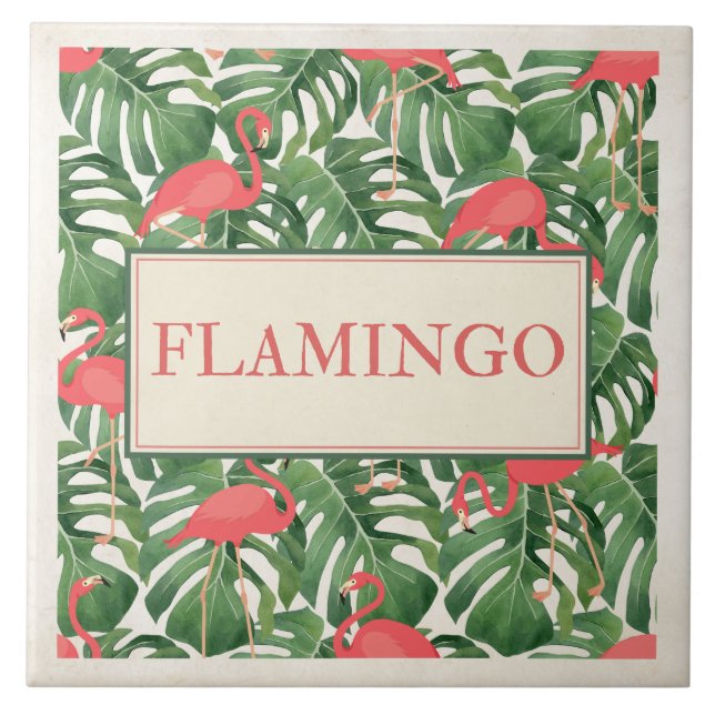 Flamingo sign ceramic tile (Front)