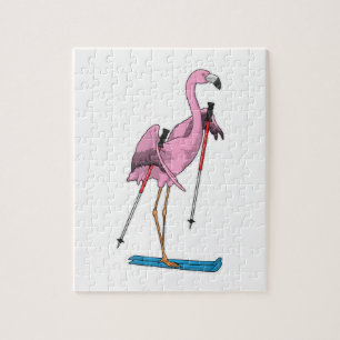 Flamingo Skier Ski Jigsaw Puzzle