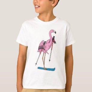 Flamingo Skier Ski T-Shirt