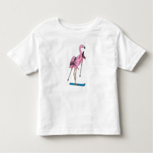 Flamingo Skier Ski Toddler T-Shirt