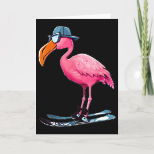 Flamingo Skiing Ski Lover Skier For Men Women Kids Card