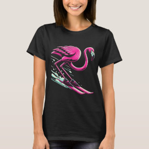 Flamingo skiing ski lover skier for men women kids T-Shirt