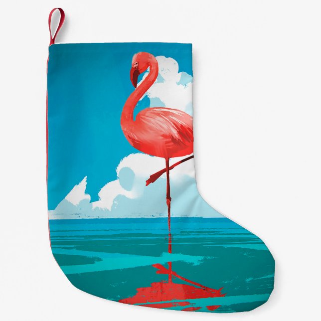Flamingo Small Christmas Stocking (Front)