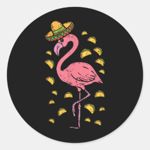 Flamingo Sombrero Tacos Cinco De Mayo Fiesta Mexic Classic Round Sticker