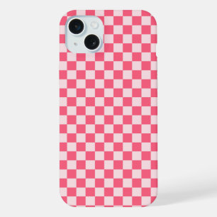 Flamingo sorbet chequerboard pattern iPhone 15 plus case