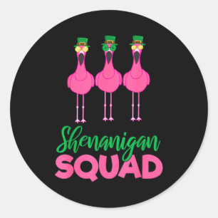 Flamingo Squad Funny Lucky St Patricks Day 2020 Te Classic Round Sticker