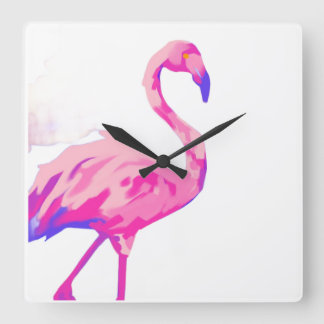 Flamingo Square Clock