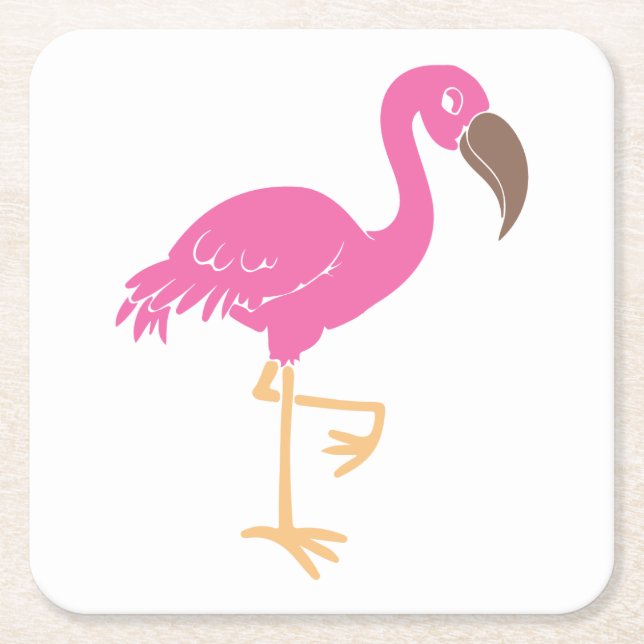 Flamingo Square Paper Coaster (Front)