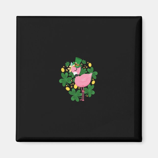 Flamingo St Patrick Day  Fun Pink Bird Lover Gift1 Magnet (Front)