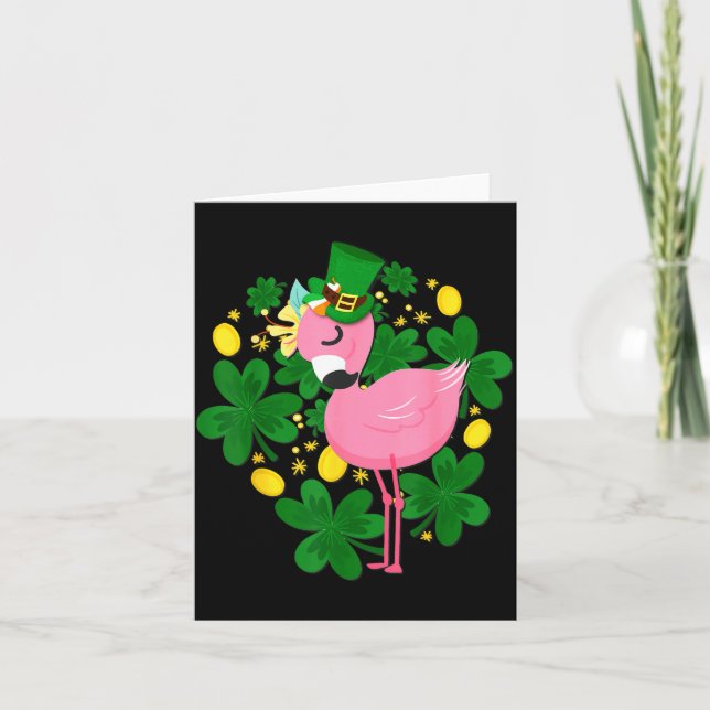 Flamingo St Patrick Day Funny Nk Bird Lover Gift  Card (Front)