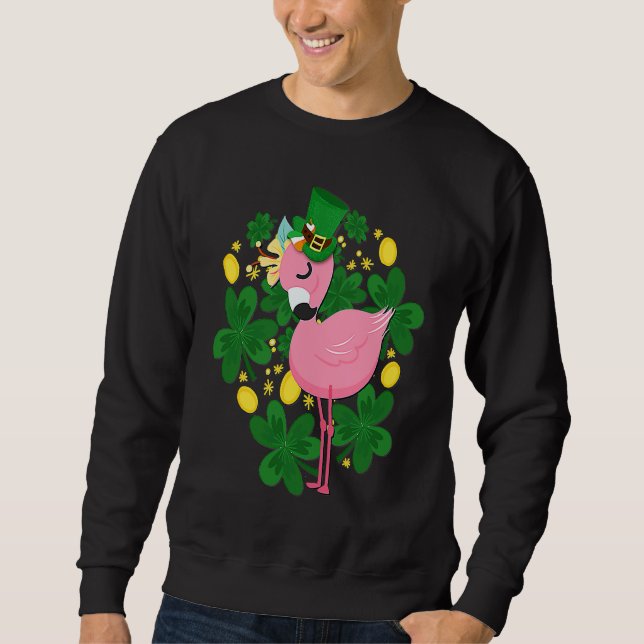 Flamingo St Patrick Day Pink Bird Sweatshirt (Front)