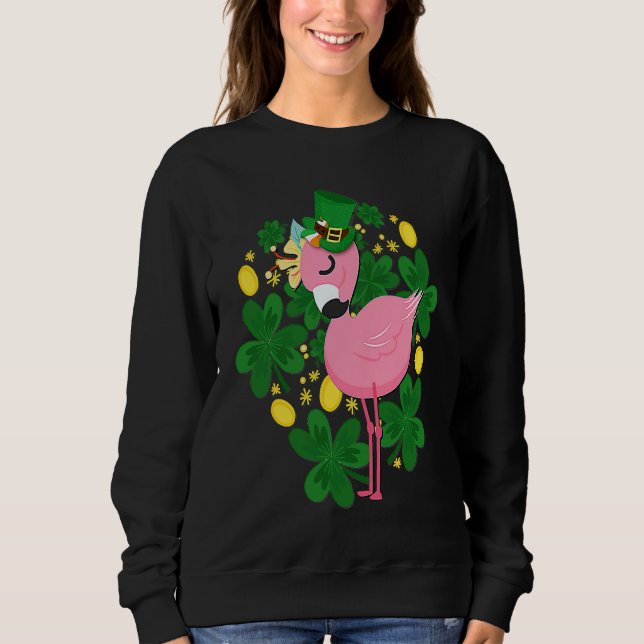 Flamingo St Patrick Day Pink Bird Sweatshirt (Front)