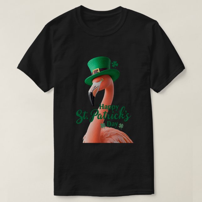 Flamingo St. Patrick’s Day T-Shirt | Cute Irish Fl (Design Front)