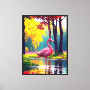 Flamingo Standing in The Lake-365476 Canvas Print