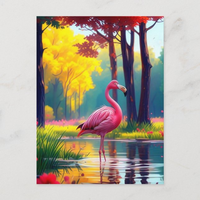 Flamingo Standing in The Lake-365476 Postcard (Front)