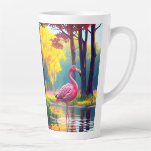 Flamingo Standing in The Lake-36547 Latte Mug