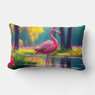 Flamingo Standing in The Lake-36547 Lumbar Cushion