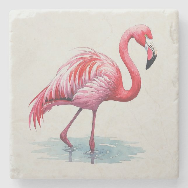 Flamingo Stone Coaster (Front)