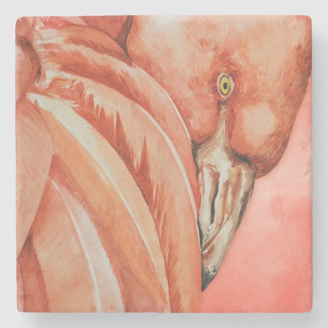 Flamingo  stone coaster (Front)