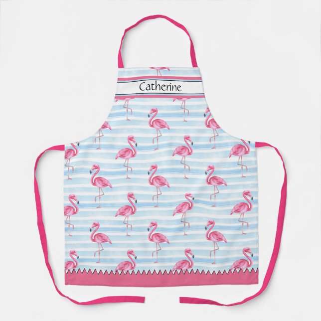 Flamingo Stripes Apron (Front)