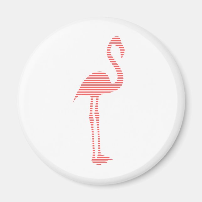 Flamingo - strips - pink and white. magnet (Front)