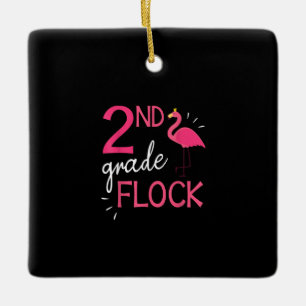Flamingo Student Senior Happy 2nd Grade Flock Ceramic Ornament