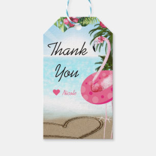 Flamingo Summer Beach Birthday Party Custom Favour Gift Tags