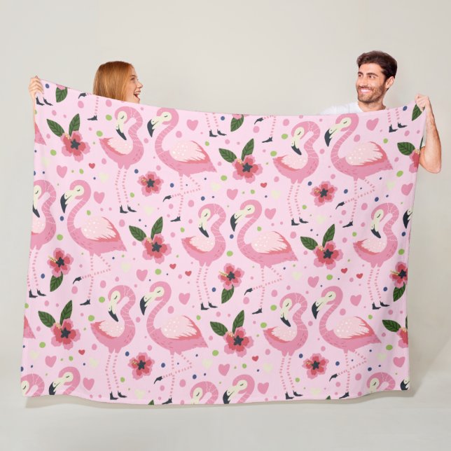 Flamingo Summer Collection One Design 9 Fleece Blanket (In Situ)