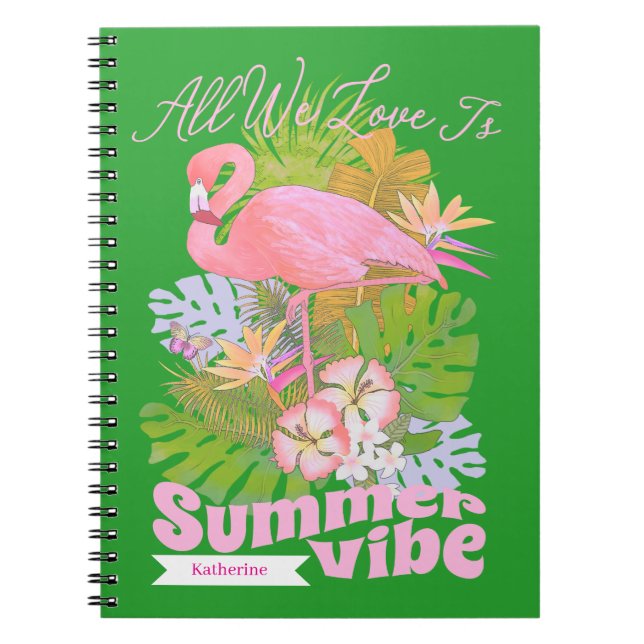Flamingo Summer Green Notebook (Front)