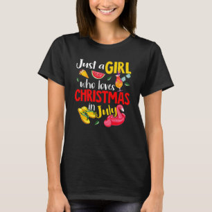 Flamingo Summer Just A Girl Who Loves Christmas In T-Shirt