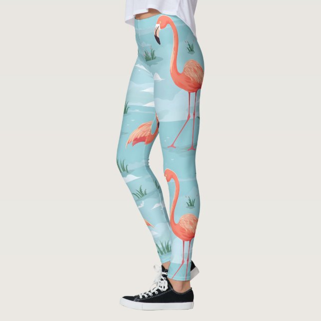 Flamingo Summer Pattern Leggings (Left)