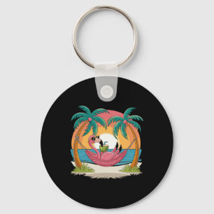 Flamingo Summer Vacation Family Matching Reunion Key Ring