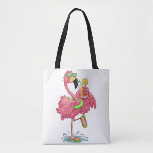 Flamingo Summer Vacation Tote Bag