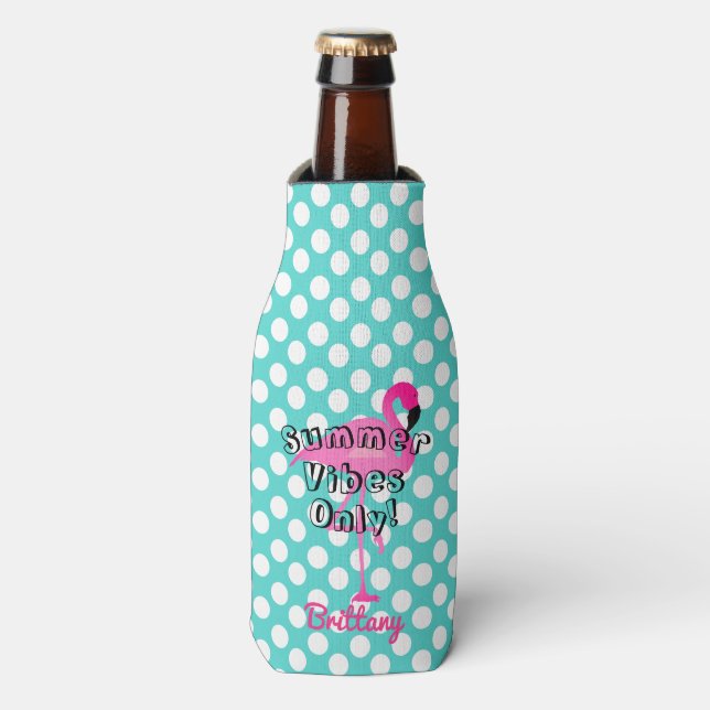 Flamingo Summer Vibes Only Bottle Cooler (Bottle Front)