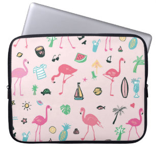 Flamingo Summer: Vibrant Bird Pattern Laptop Sleeve
